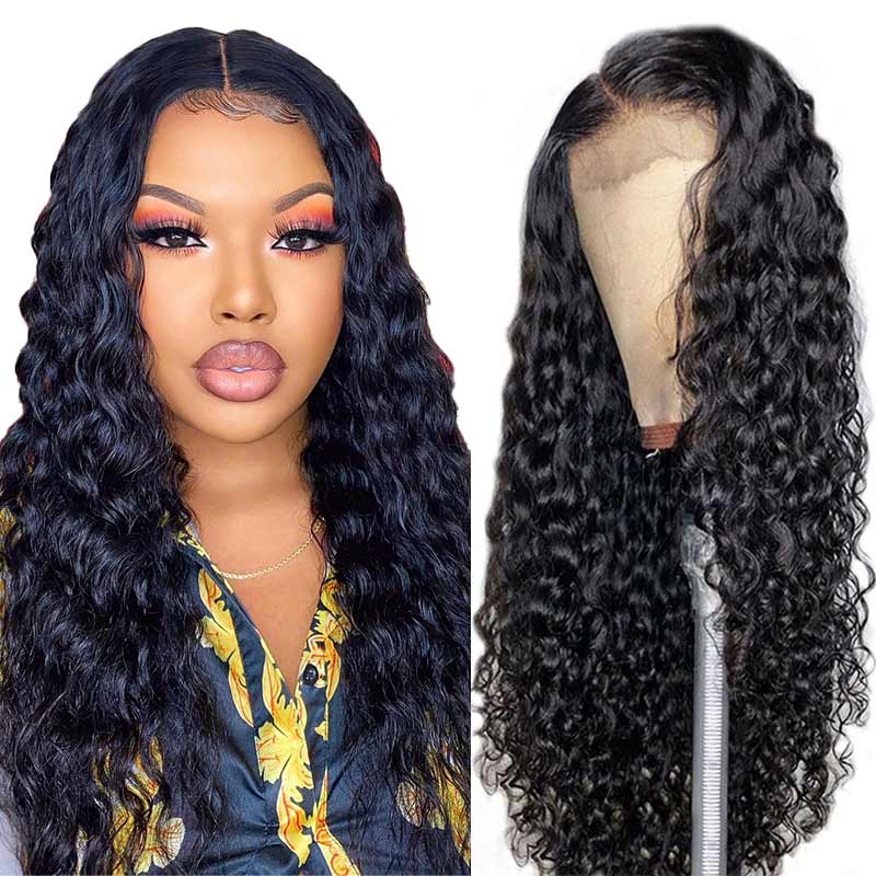 Ali Annabelle Wet And Wavy Frontal Wig 13x4 Water Wave Transparent Lace Front Human Hair Wigs