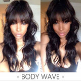 Ali Annabelle Machine Made Body Wave Human Hair Wigs With Bangs