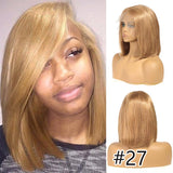 Ali Annabelle #27 Colored Human Hair Wigs Caramel Blonde Straight Short Bob Lace Front Wig