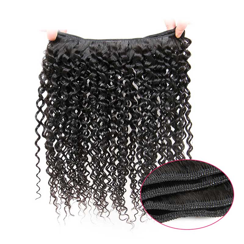 Ali Annabelle Brazilian Kinky Curly Human Hair Bundles With Closure 4x4 Swiss Lace