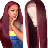 Ali Annabelle 4x4 Burgundy Red PrePlucked 99J Lace Closure Human Hair Wigs