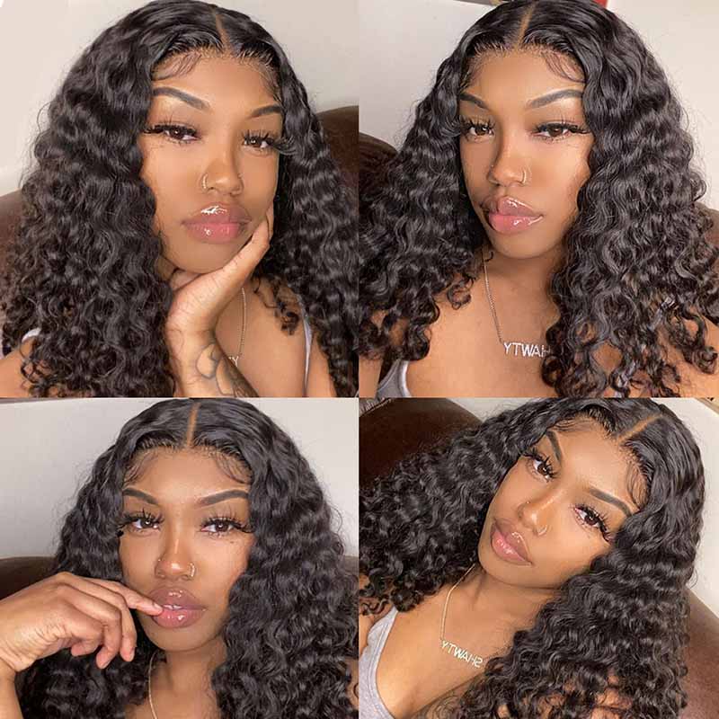 Ali Annabelle Peruvian Deep Wave Human Hair Wigs Pre Plucked 4x4 Lace Closure Wig