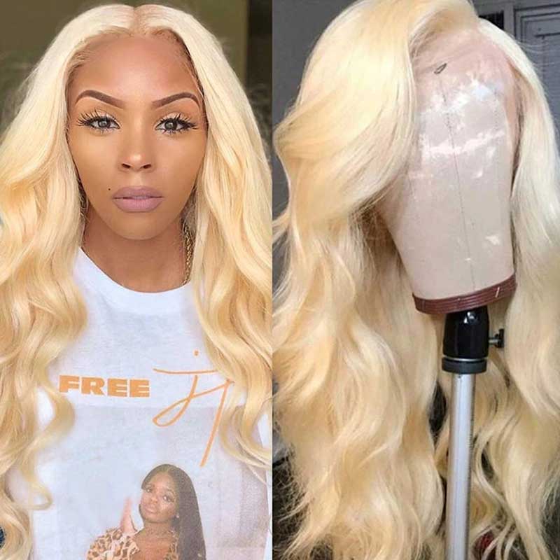 Blonde Remy Peruvian Wavy PrePlucked Lace Front Human Hair Wigs-7