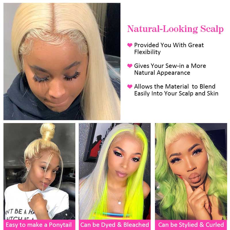 Ali Annabelle 613 Straight Lace Frontal Honey Blonde Lace Frontal Closure 100% Human Hair Can Be Dyed