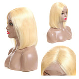 Ali Annabelle Honey Blonde Blunt Cut Bob Straight Lace Front Human Hair Wigs 613 Short Bob Wig