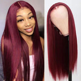 Ali Annabelle 99J Burgundy Red Straight T Part Lace Human Hair Wigs