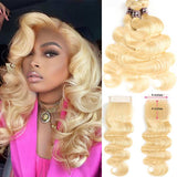 Ali Annabelle 613 Honey Blonde Remy Brazilian Body Wave Human Hair Bundles With Closure