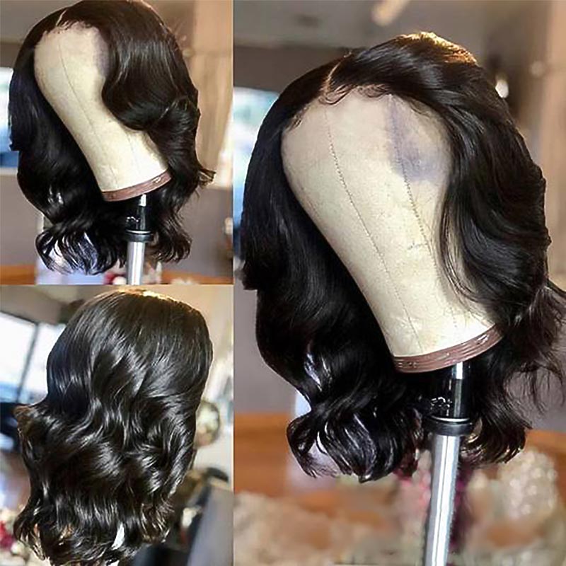 Ali Annabelle Body Wave T Part Short Bob Wig Lace Front Human Hair Wigs For Women 12A Grade