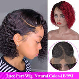 Red 1B/99J Ombre Indian Curly Bob Human Hair Wigs-4