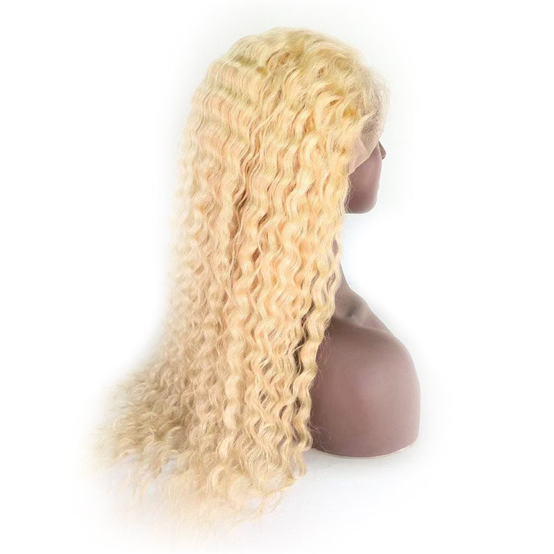 Ali Annabelle Deep Wave 613 Blonde Transparent Lace Front Human Hair Wigs
