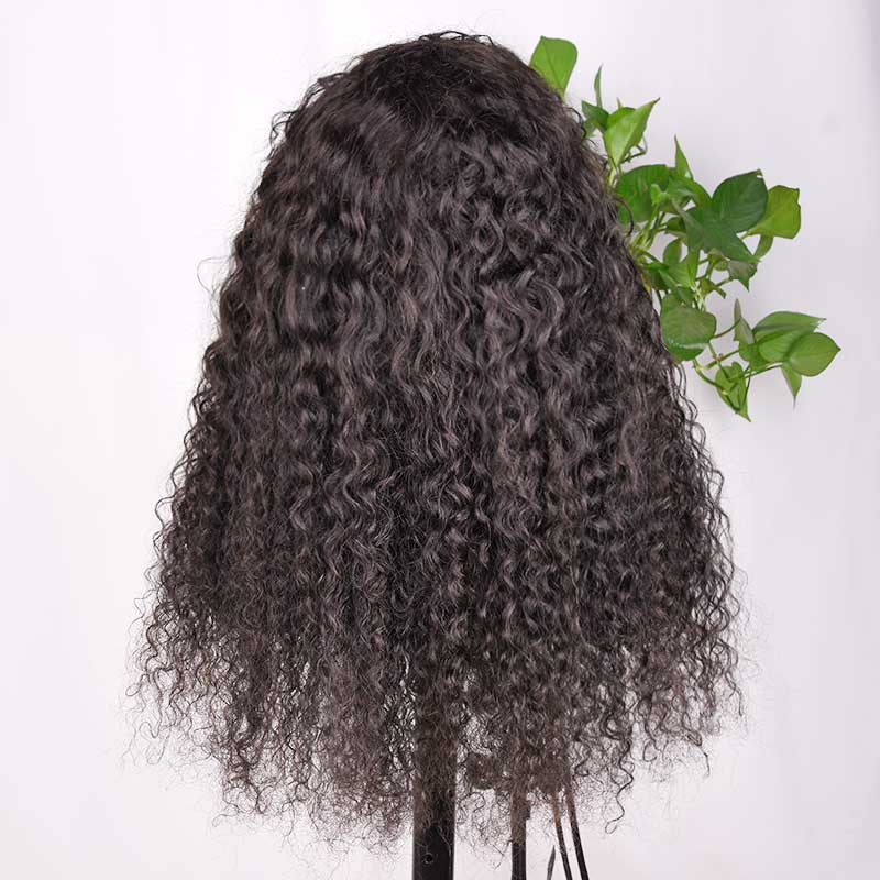Ali Annabelle Glueless Curly Human Hair Wigs With Bangs Full Machine Made Realistic Scalp