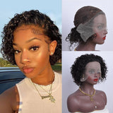 Pixie Cut Wig Short Curly 13x1 Transparent Lace Wigs Human Hair For Women
