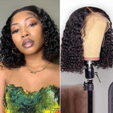 Ali Annabelle Short Kinky Curly Bob Lace Front Wigs Pre-Plucked Blunt Cut Bob Wig