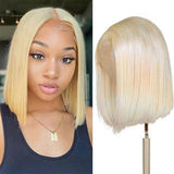 Ali Annabelle 613 Honey Blonde Short Bob Wig Straight Virgin Human Hair Wigs Blunt Cut Lace Frontal Wig