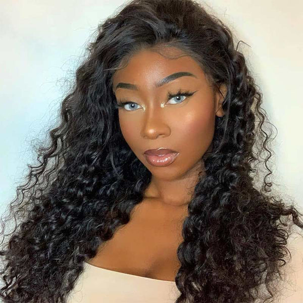 Ali Annabelle Wet And Wavy Frontal Wig 13x4 Water Wave Transparent Lace Front Human Hair Wigs