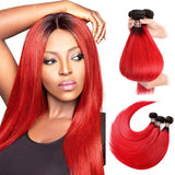 Ali Annabelle 1B/Red Virgin Straight Hair Bundles Ombre Human Hair Bundles 3 PCS