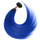 Ali Annabelle 1B/Blue 3 Bundles Virgin Straight Human Hair Weave Two Tone Color Ombre Brazilian Hair