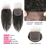 Ali Annabelle 4*4 Curly Lace Closure Free Part Middle Part Medium Brown Lace Closure with Baby Hair