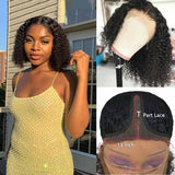 T Part Pre Plucked Short Curly Blunt Cut Bob Human Hair Wigs-5