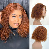 Ali Annabelle Ginger Orange Curly Bob Wig Short 4x4 Lace Human Hair Wigs