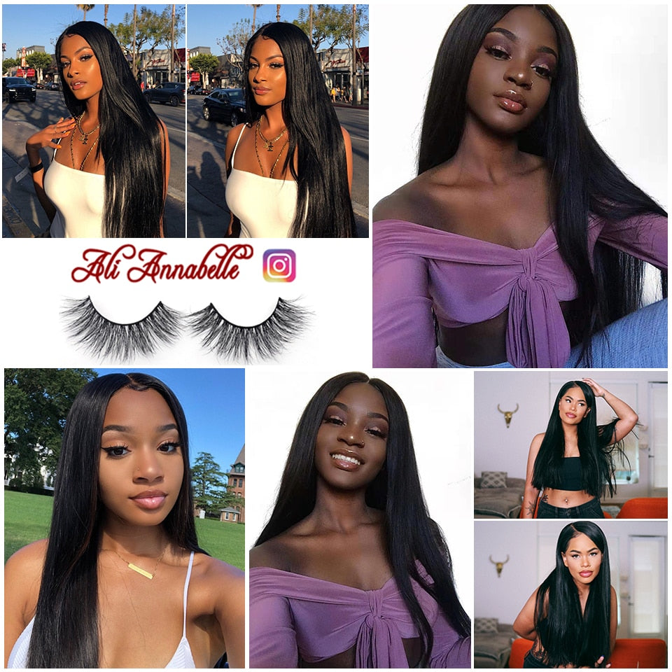 Peruvian Pre Plucked Straight Lace Front Human Hair Wigs-11