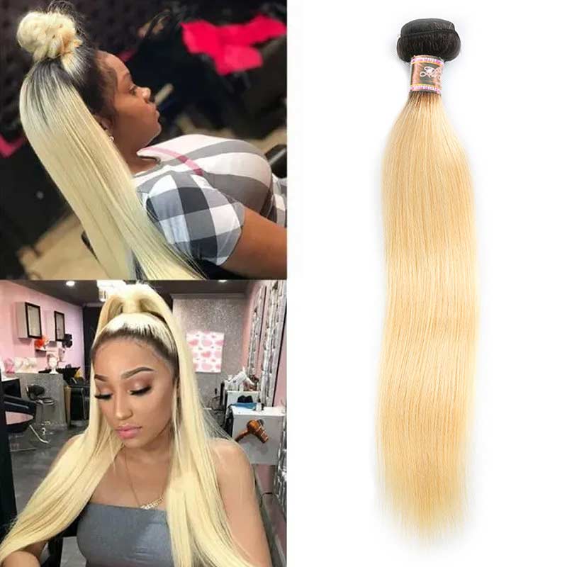 Honey Blonde Brazilian Straight Remy Human Hair Lace Closure Bundles-7