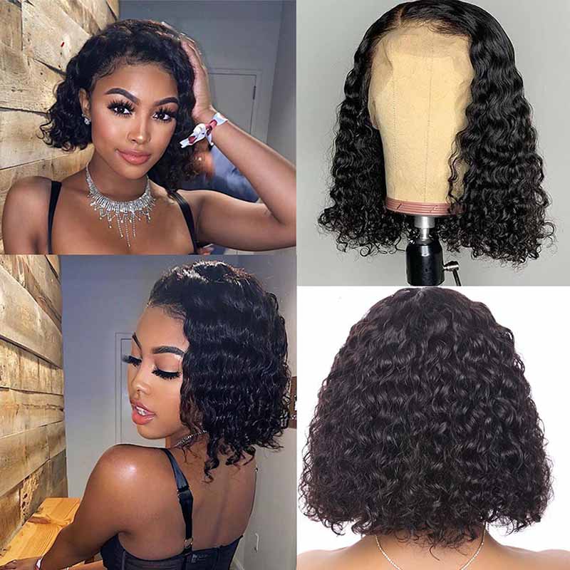 Ali Annabelle Deep Wave Short Bob Curly Lace Front Human Hair Wigs