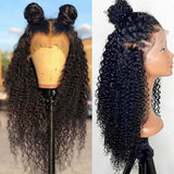 Mongolian Pre Plucked Kinky Curly Lace Closure Human Hair Wigs-5