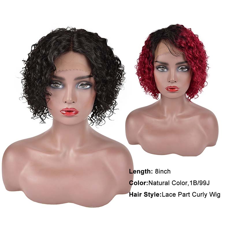 Ali Annabelle 1B Natural Color Ombre Indian Curly Bob Human Hair Wigs