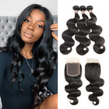 Peruvian Remy Pre Plucked Body Wavy Human Hair Bundles With Closure-4