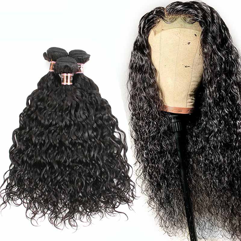 Ali Annabelle 13x4 Peruvian Water Wave Human Hair Bundles With Frontal