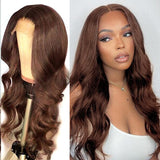 Aliannabelle #4 Dark Brown Chocolate Colored Wig 13x4 Human Hair Wigs Body Wave Wigs