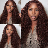Aliannabelle 13*4 Lace Front Jerry Curly Wig Reddish Brown Dark Auburn Color Affordable Price For Sale