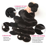 Ali Annabelle 4 Bundles Body Wave Human Hair With 4x4 Swiss Lace Closure Natural Color
