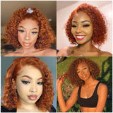 Ali Annabelle Ginger Orange Curly Bob Wig Short 4x4 Lace Human Hair Wigs