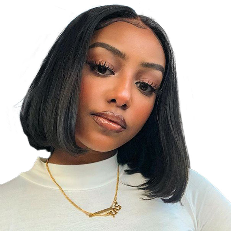 Ali Annabelle Brazilian Quick Weave Short Bob Wigs Straight Lace Front Human Hair Wig