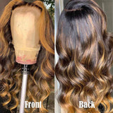 Ali Annabelle Highlight Brown Honey Blonde Ombre Wig 4/27 Body Wave Long Lace Front Human Hair Wigs