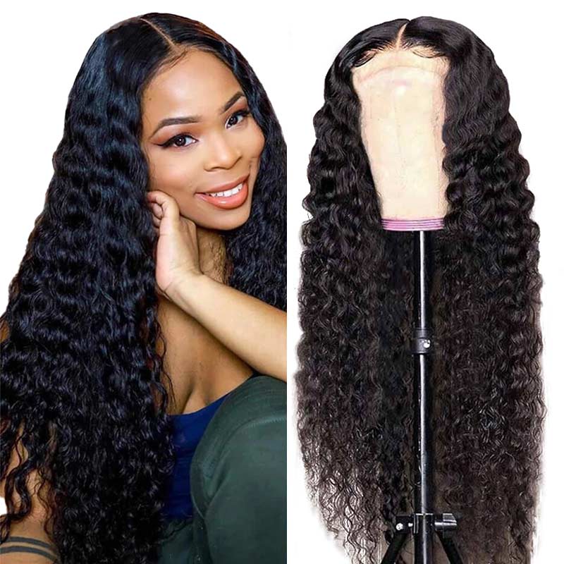 Ali Annabelle Peruvian Deep Wave Human Hair Wigs Pre Plucked 4x4 Lace Closure Wig