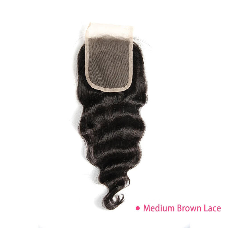 Ali Annabelle Free/Middle Part Loose Wave 4x4 Lace Closure Preplucked Natural Hairline