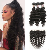 Ali Annabelle Loose Wave with Ear To Ear Frontal Closure Human Hair Weave Bundles