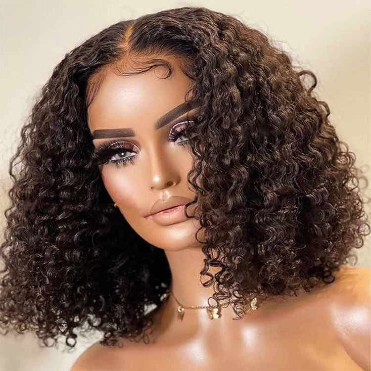 Ali Annabelle UR Series Short Bob Wig 13X4 Curly Human Hair Wigs Remy Hair Lace Frontal Wig 180% Density Transparent Lace Wigs
