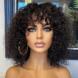Ali Annabelle UR Series Jerry Curly Short Bob Human Hair Wigs With Bangs No Lace Machine Made Wigs For Women