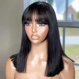 Ali Annabelle UR Series Straight Bob Human Hair Wigs With Bangs Full Machine Made Wigs Brazilian Remy Human Hair Bob Wigs For Woman