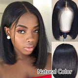Ali Annabelle Straight Short Bob Lace Front Human Hair Wigs Natural Color