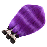 Ali Annabelle Hair Ombre 1B/Purple Virgin Brazilian Straight Human Hair Weave 3 Bundles